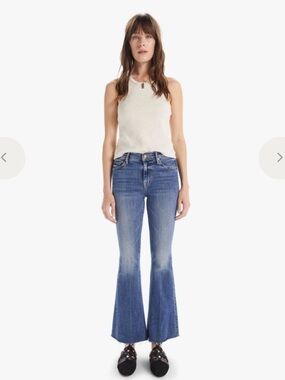 Mother denim the weekender fray in walking on coals size 26 dark denim washed